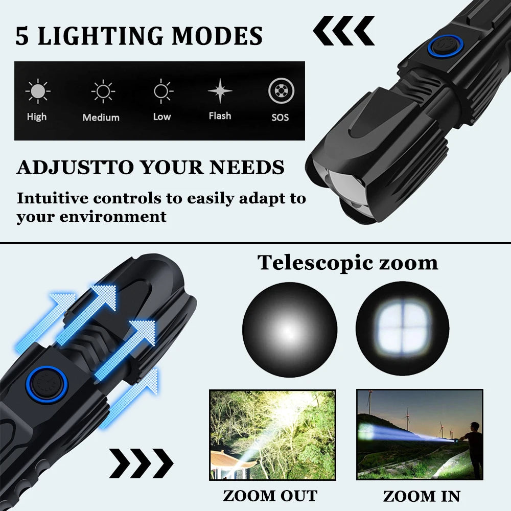 多功能战术 3x LED 手电筒