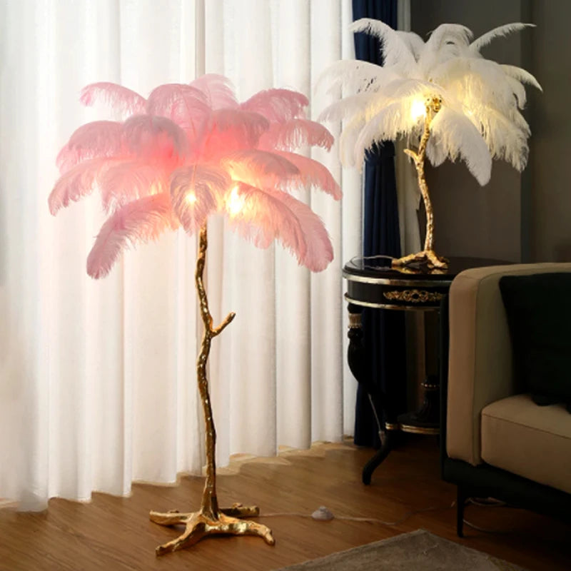 Modern Luxury Ostrich Feather LED Floor Lamp